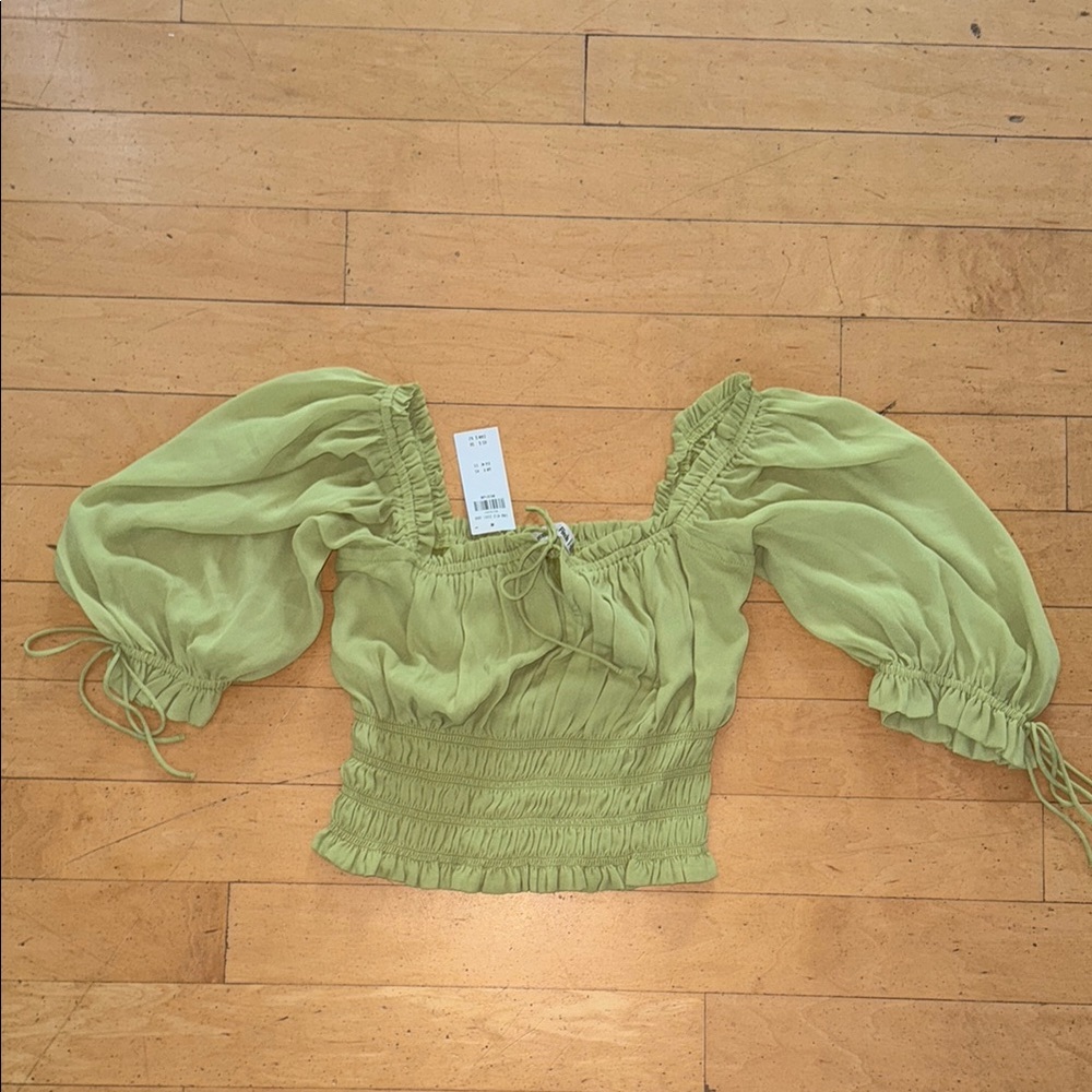 Abercrombie & Fitch Green Puff Sleeve Blouse